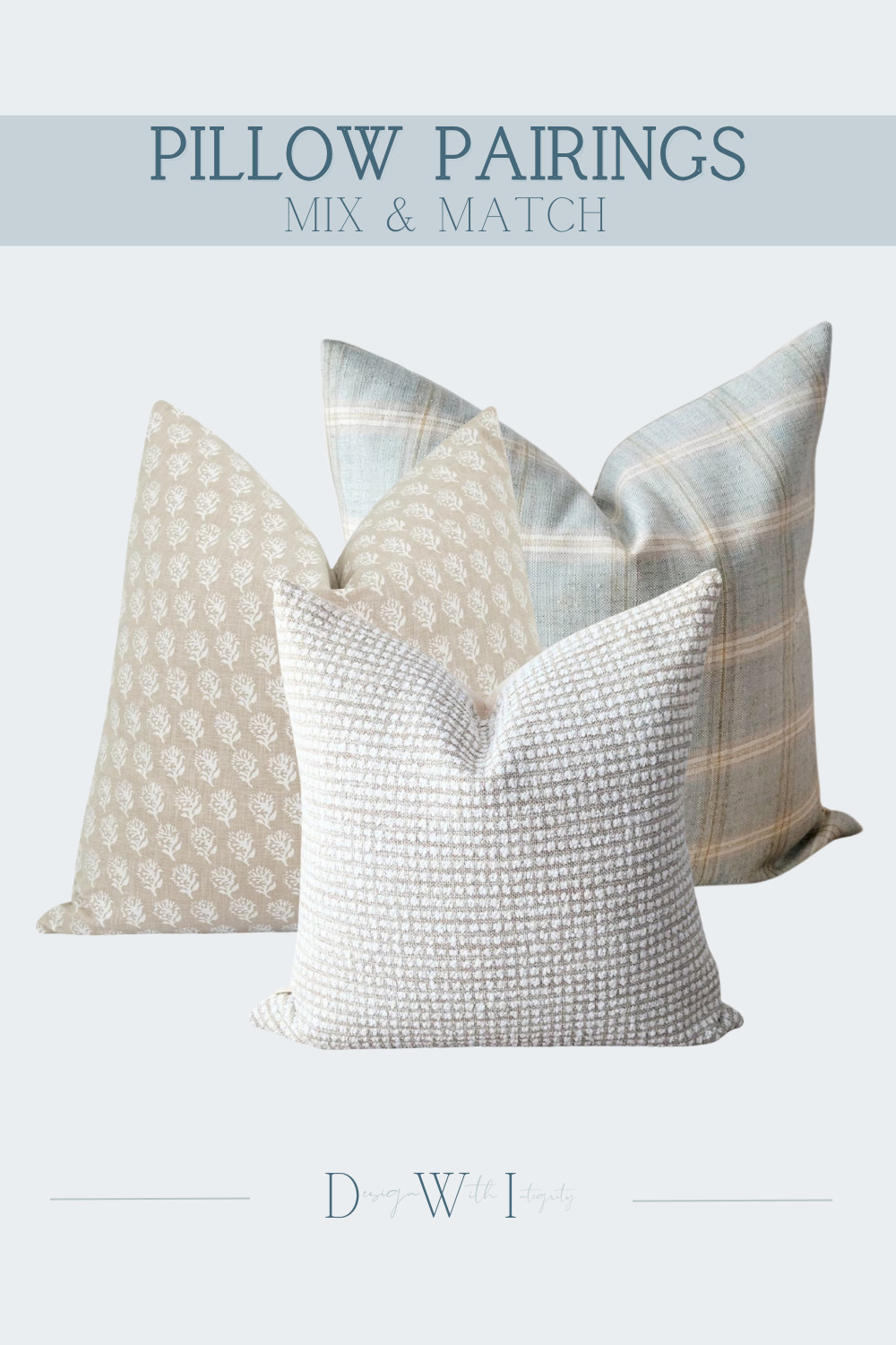 This pillow pairing is a study in soft contrast and understated elegance. The combination of airy plaid, delicate block print inspired patterns, and textured woven neutrals creates a layered look that feels warm, relaxed, and elevated all at once.

What makes this combination work so beautifully is the balance between pattern scale and texture. The larger plaid introduces movement and softness, while the smaller botanical print adds subtle detail without competing for attention. The woven neutral pillow grounds the arrangement and brings in tactile depth that gives the entire palette a cozy collected feel.

Perfect for creating a timeless neutral moment in a living room, bedroom, or reading nook with layers that feel refined yet approachable.

Shop the curated pillow pairing through my LTK to recreate this soft layered designer look in your home.

#PillowPairings #NeutralHomeDecor #DesignerPillows #LayeredInteriors #CozyLuxuryStyle 

 #LTKHome
