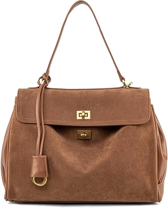 Suede & Leather Tote Bag for Women,Soft Leather Shoulder Handbags for Ladies,Satchel Purse for Tr... | Amazon (US)