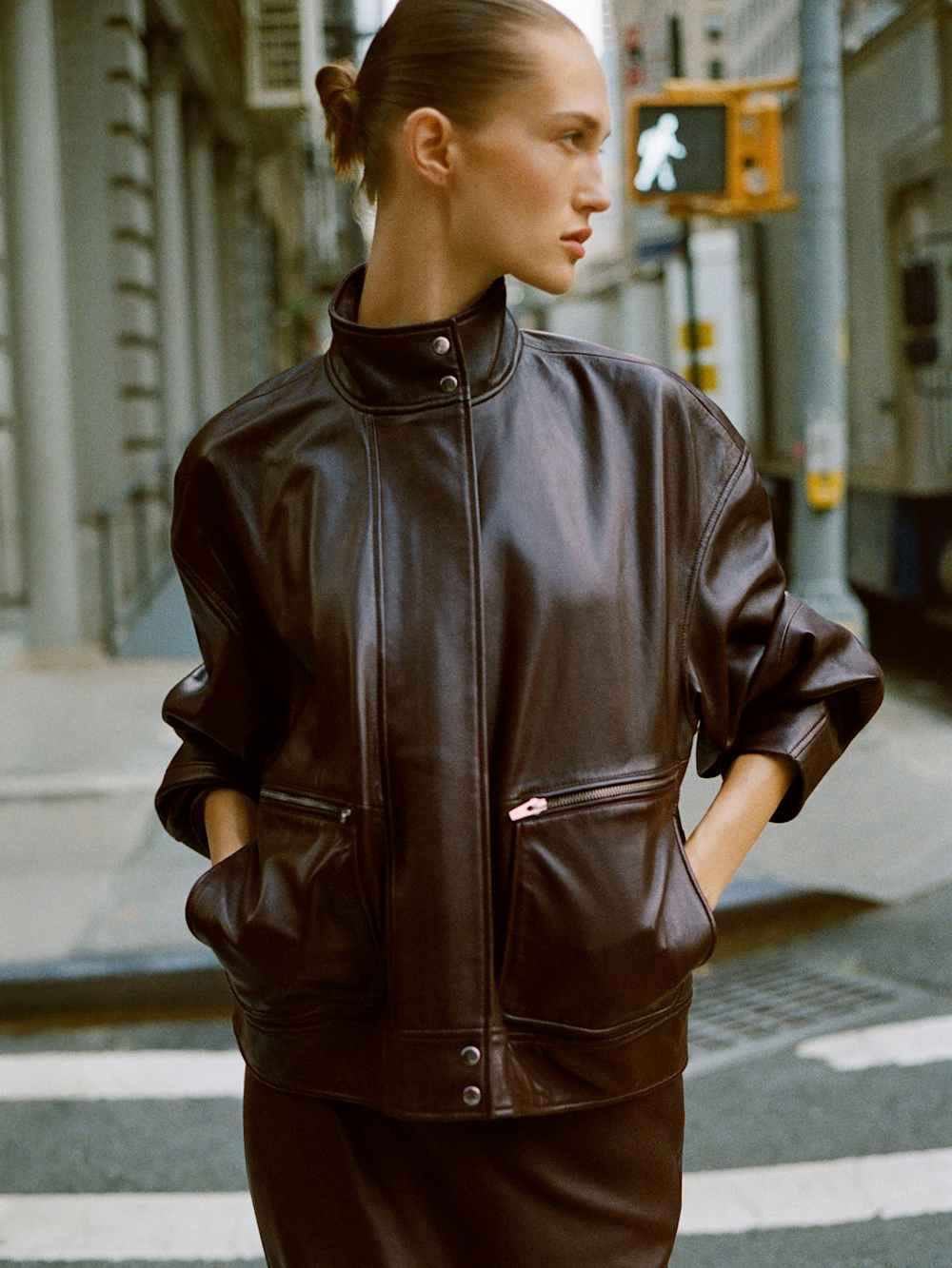 Veda Harrison Leather Oversized Bomber | Reformation (Global)