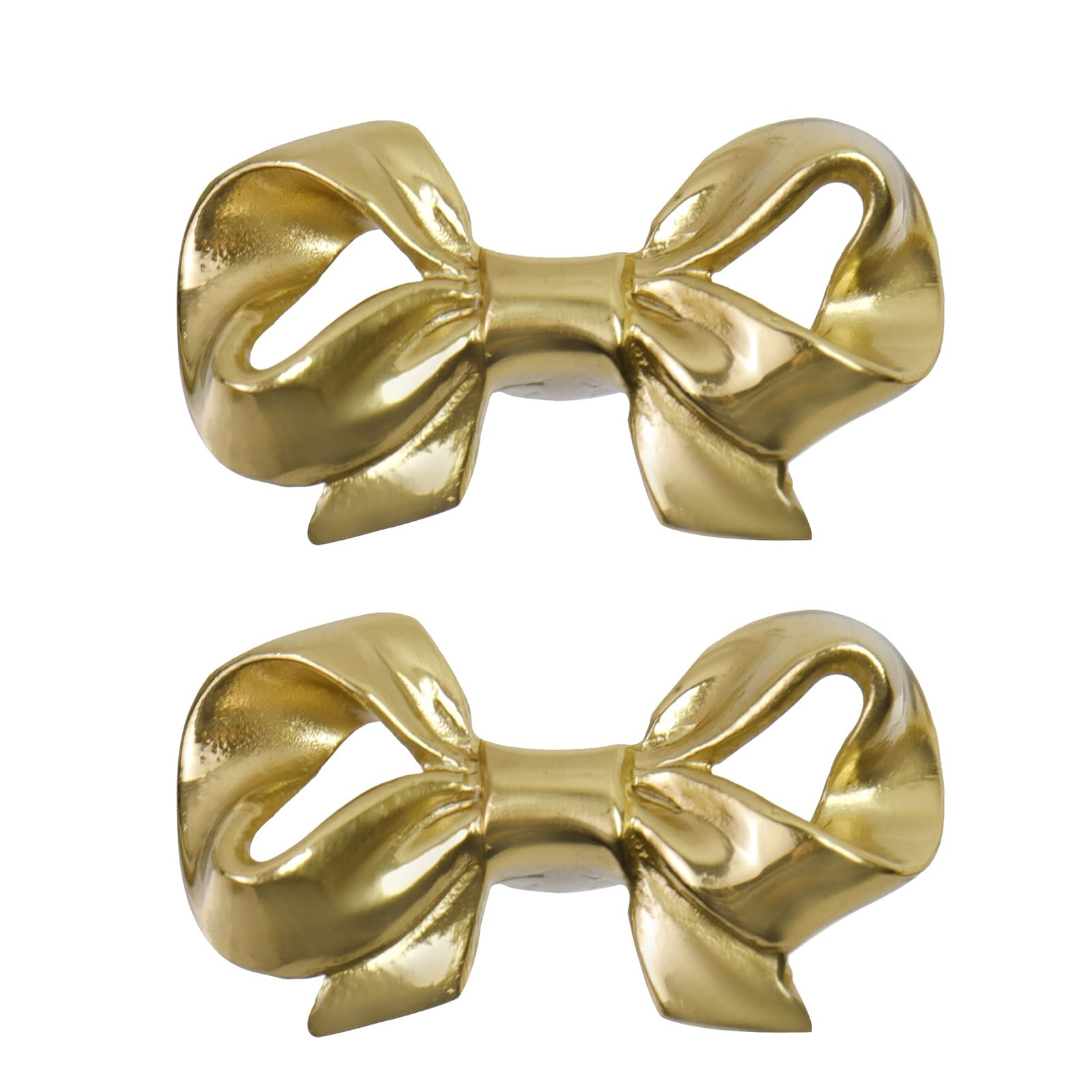 2Pcs Bow Drawer Knobs Brass Metal Cabinet Knobs Decorative Single Hole Gold Dresser Handles | Amazon (US)