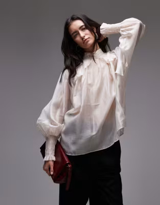 & Other Stories sheer volume blouse with frill detail in white | ASOS (Global)