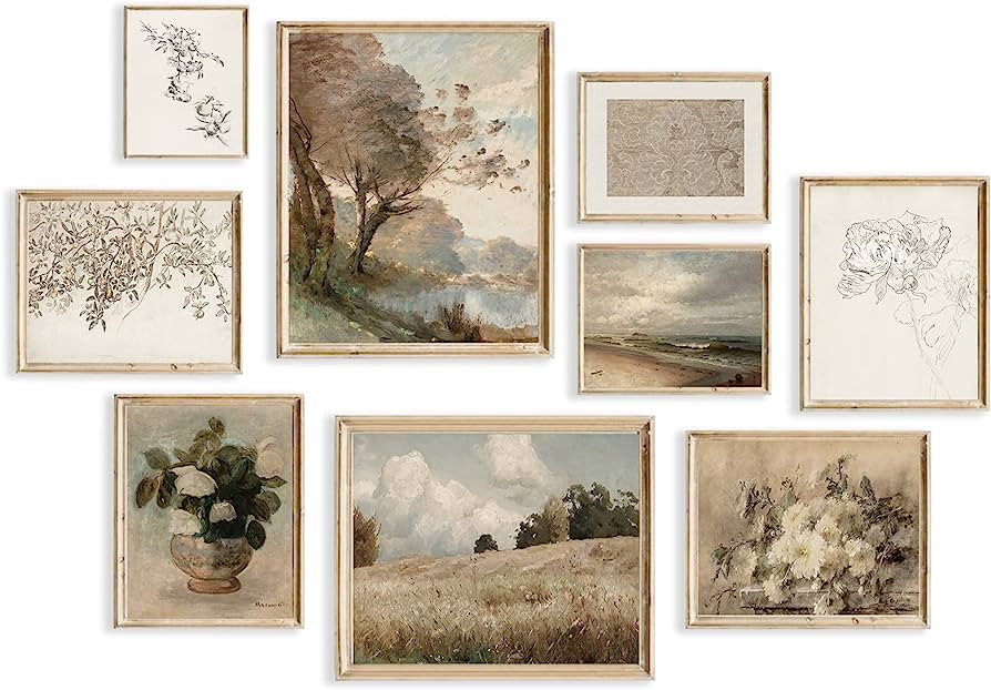 Vintage Wall Art Aesthetic Farmhouse Wall Decor Flower Boho Canvas Wall Art Prints Rustic Wall De... | Amazon (US)