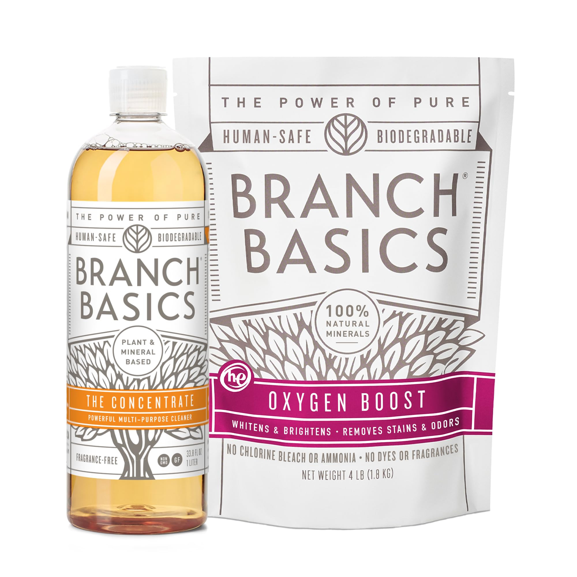 Branch Basics Concentrate + Oxygen Boost REFILL: Stain Remover and All Purpose Cleaner Duo | Blea... | Amazon (US)