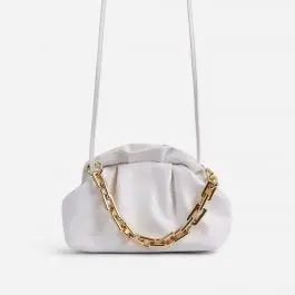 Pure Chain Detail Cross Body Pouch Bag In White Croc Print Faux Leather | Ego Shoes (UK)