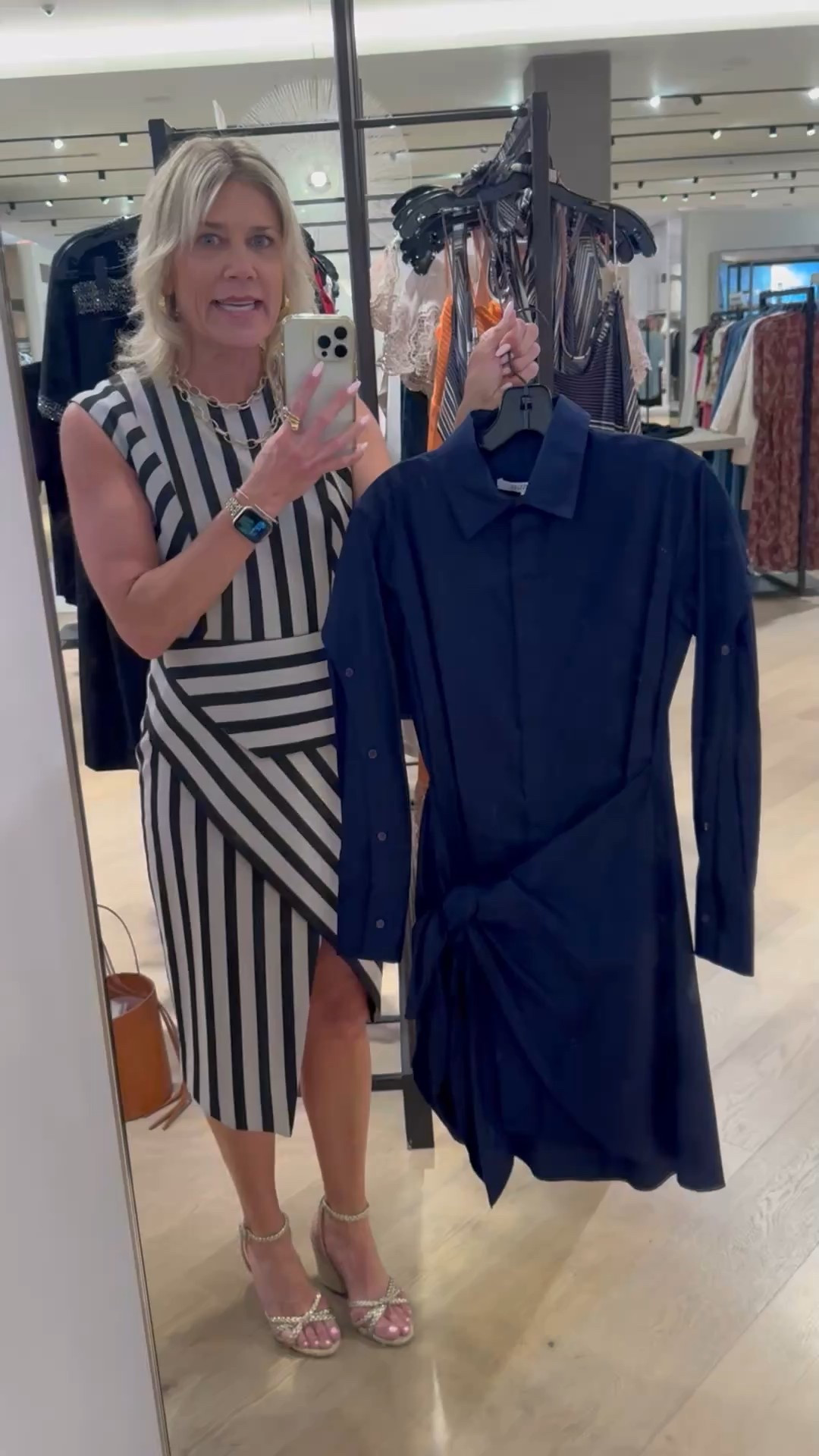 Early Spring outfit ~ perfect to wear to a business casual office or for a day out with the girls to shop and lunch. The low toe waist creates curves + the button sleeve detail is so chic! Navy is spring/summer’s best neutral 💙

#LTKWatchNow #LTKStyleTip #LTKWorkwear