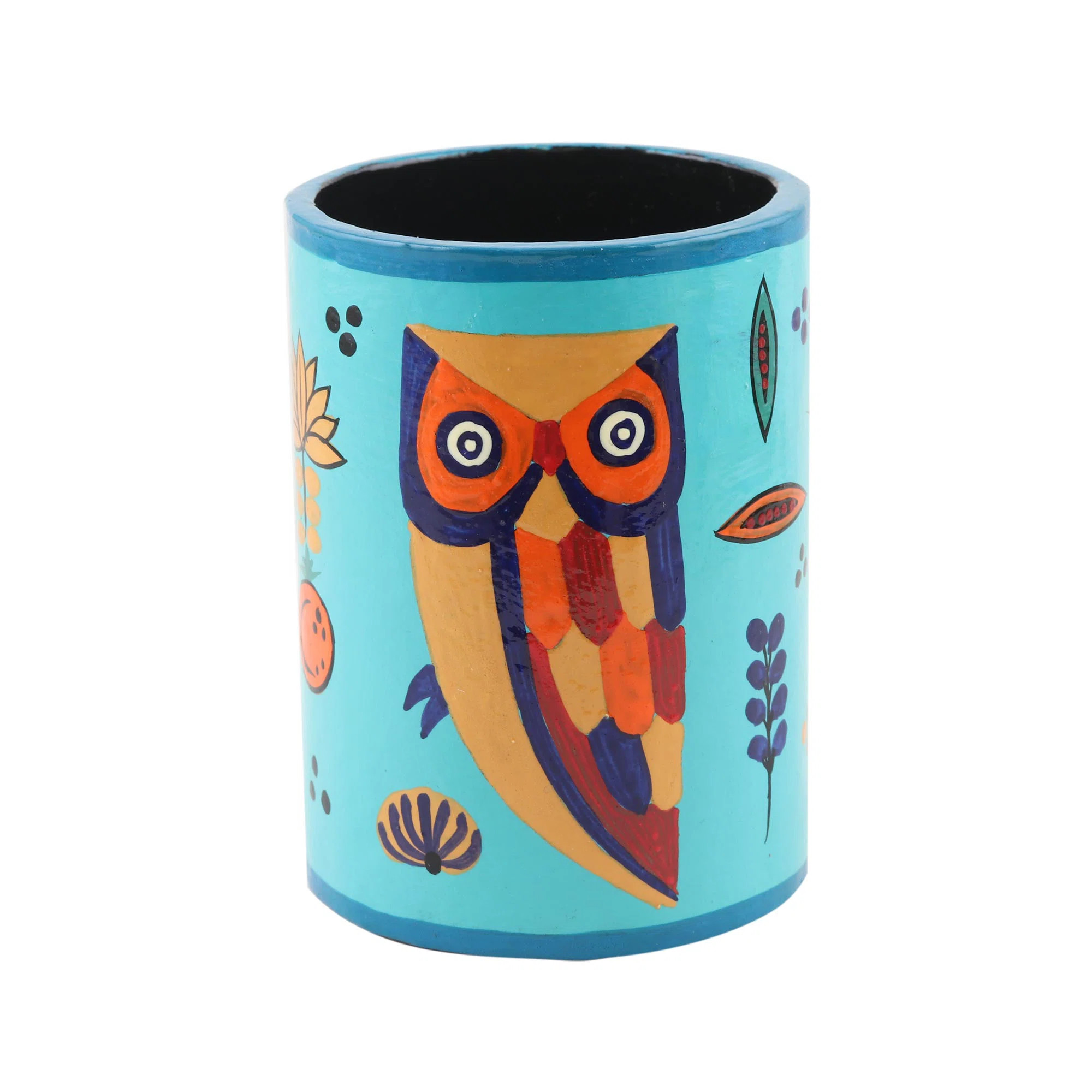 Red Barrel Studio® Handmade Owl Story In Teal Papier Mache Pen Holder | Wayfair North America