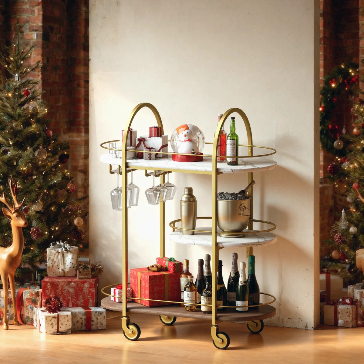 3-Tier Arc Bar Cart, 40''x32''x14'' | Wayfair North America