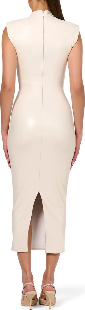 Mock Neck Faux Leather Midi Dress | Nordstrom