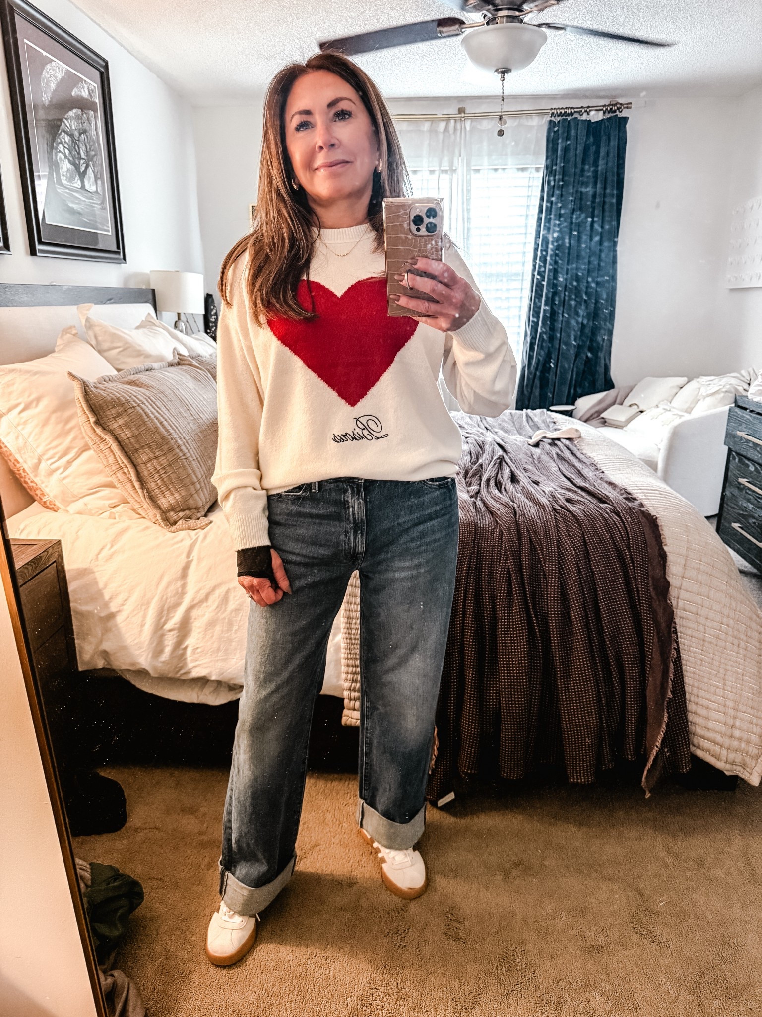 Birthday look 🤍❤️
This Target heart sweater is cozy, cute, and will 100% be on repeat for Valentine’s Day too.

Amie Pagan, target style, valentines sweater, mother jeans, adidas, fashion sneakers 

#LTKFindsUnder50 #LTKootd
