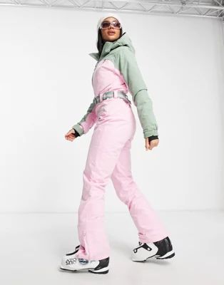 Protest Showy ski suit in pink and green color block | ASOS (Global)