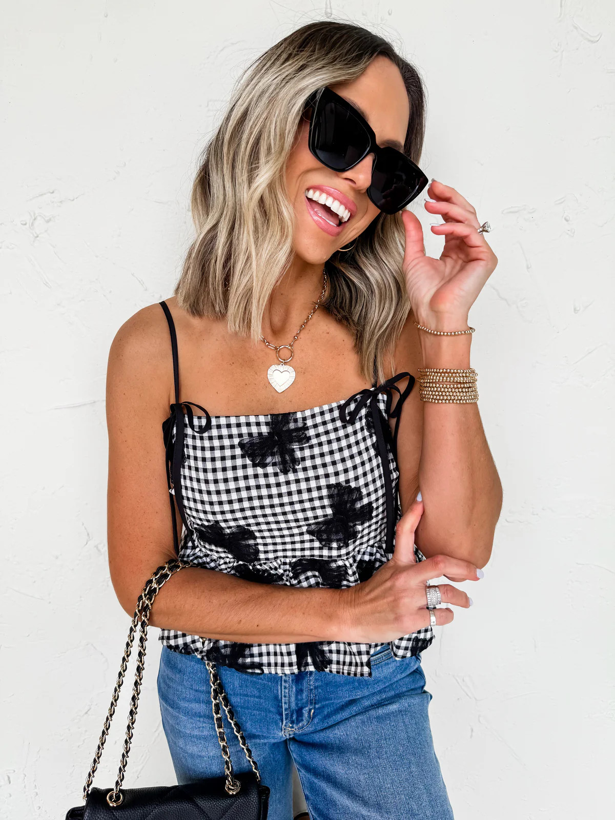 Blissful Smile Gingham Sleeveless Top | Ruthie Grace