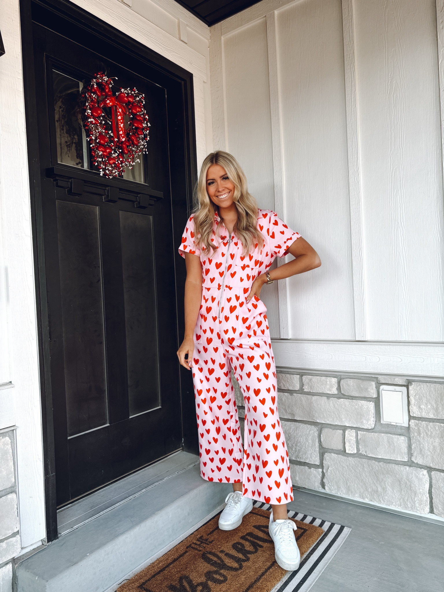 Valentine’s Day outfit idea— how cute and fun is this jumpsuit?! Wearing my usual size M
Sneakers: true to size in wide fit or size up half in regular (look alikes for Nike Air Force 1s!)

| Valentine’s outfit | Valentine’s Day | teacher outfit 

#LTKSeasonal #LTKFindsUnder100