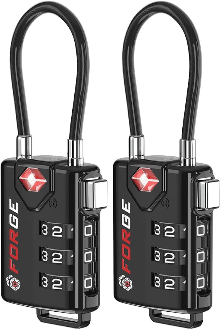 TSA Approved Cable Luggage Locks, Re-settable Combination with Alloy Body | Amazon (US)