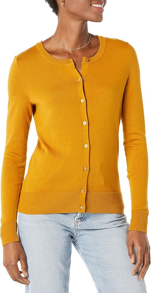 Amazon Essentials Women's Lightweight Crewneck Cardigan Sweater (Available in Plus Size) | Amazon (US)