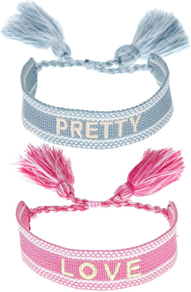 COLORFUL BLING 2pcs Handmade Friendship Wrap Bracelet Set Vintage Woven Lucky Knitted Word Adjust... | Amazon (US)