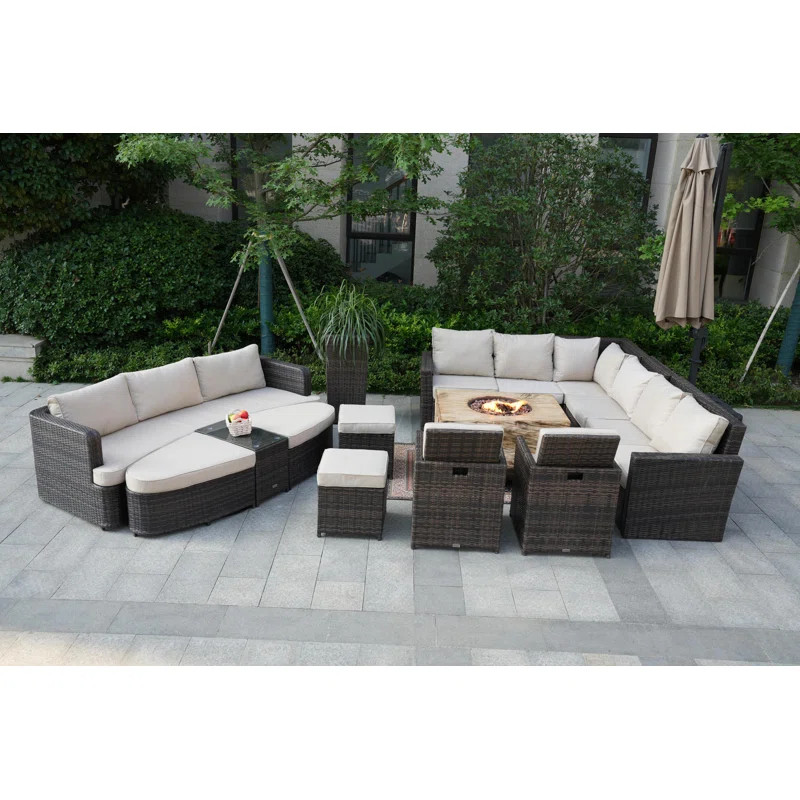 Anazco Polyethylene (PE) Wicker 15 - Person Seating Group with Cushions | Wayfair North America