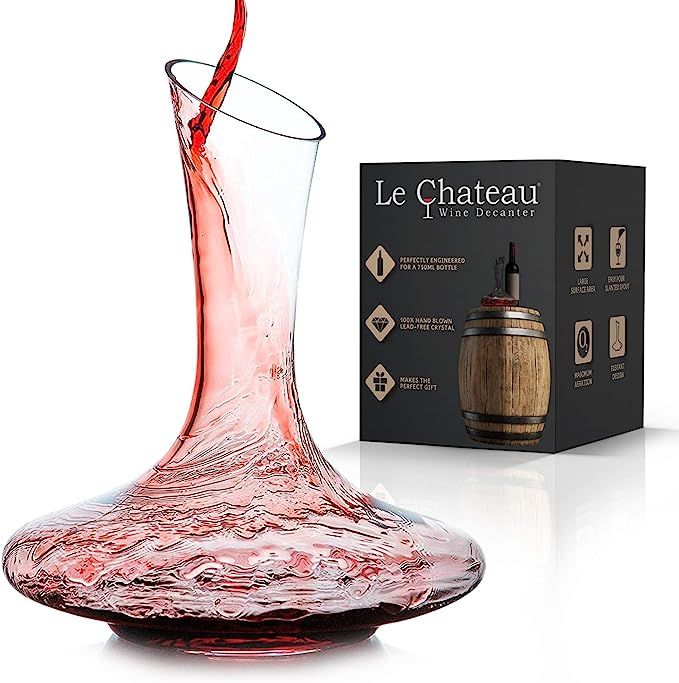 Le Chateau Wine Decanter - Hand Blown Lead-free Crystal Glass - Red Wine Carafe - Wine Gift - Win... | Amazon (US)