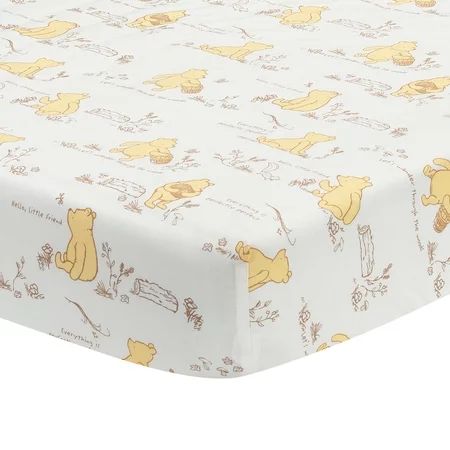 Lambs & Ivy Disney Baby Storytime Pooh 100% Cotton Fitted Crib Sheet - White | Walmart (US)