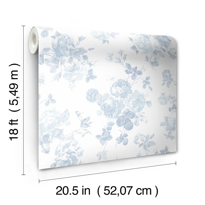 18' L x 20.5" W Everblooming Rosettes Peel & Stick Wallpaper Roll | Wayfair North America