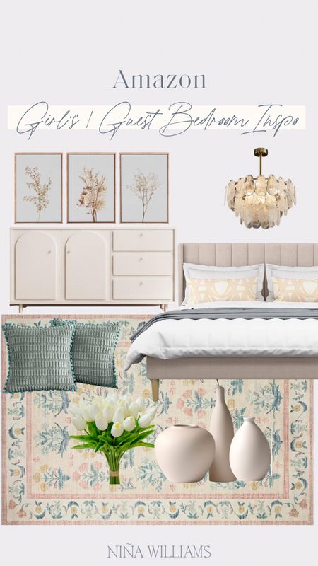 Amazon Girl’s/ Guest Bedroom Inspo!  Summer decor - white dresser - girls Bed - neutral decor - floral framed canvas

#LTKhome #LTKfamily #LTKstyletip
