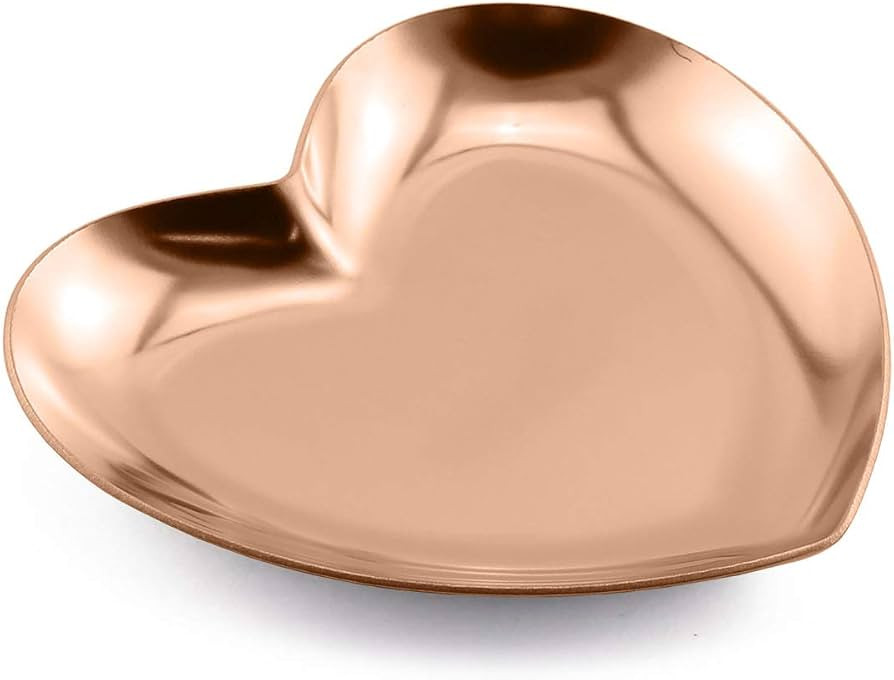 1 Piece Rose Gold Luxurious Metal Storage Tray Heart Shaped Jewelry Display Tray Home Decoration ... | Amazon (US)