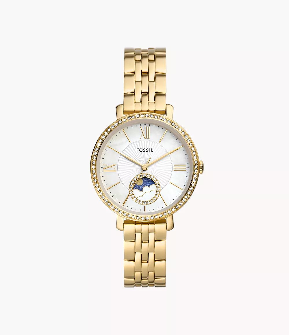 Jacqueline Sun Moon Multifunction Gold-Tone Stainless Steel Watch | Fossil (US)