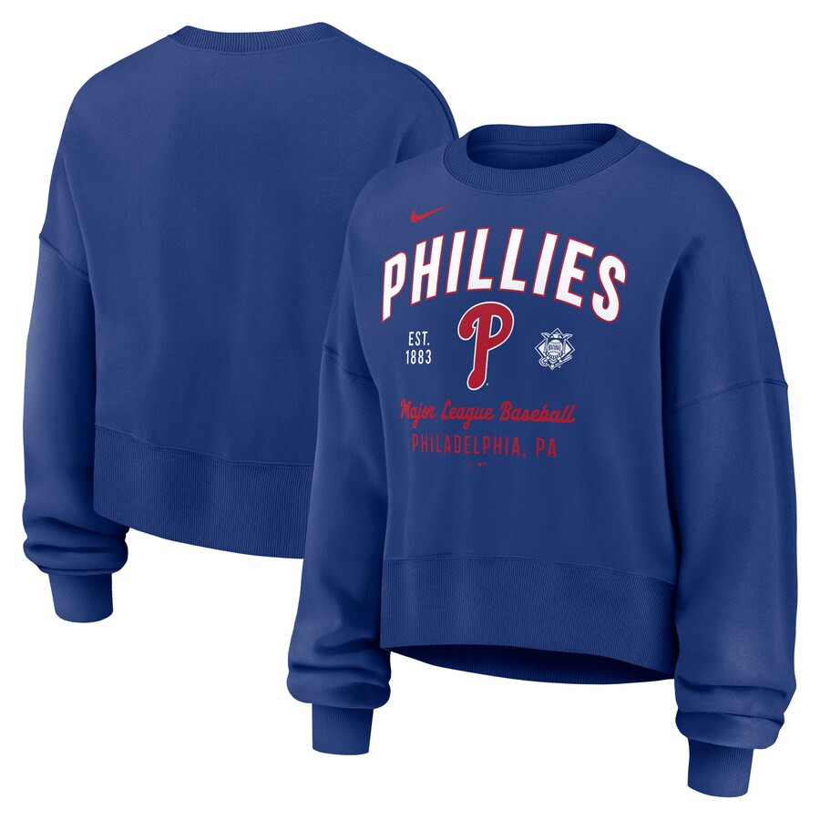 Philadelphia Phillies Nike Women's Oversized High Hip Pullover Sweatshirt - Royal | Fanatics