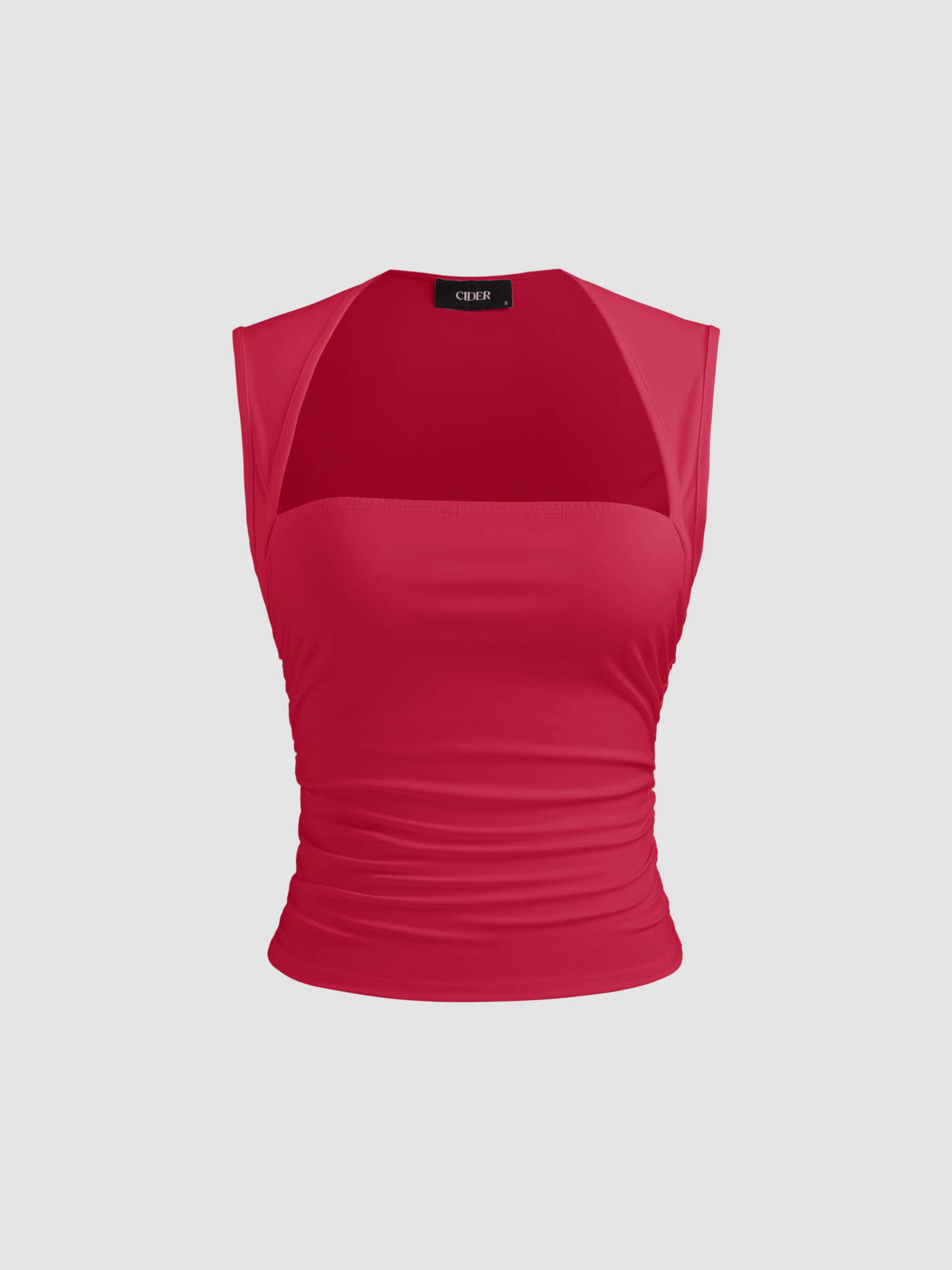 Square Neck Solid Ruched Tank Top | Cider