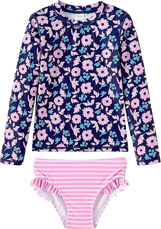 UMELOK Toddler and Little Girls Rash Guard Sets with Bikini Bottoms Swimwear | Amazon (US)