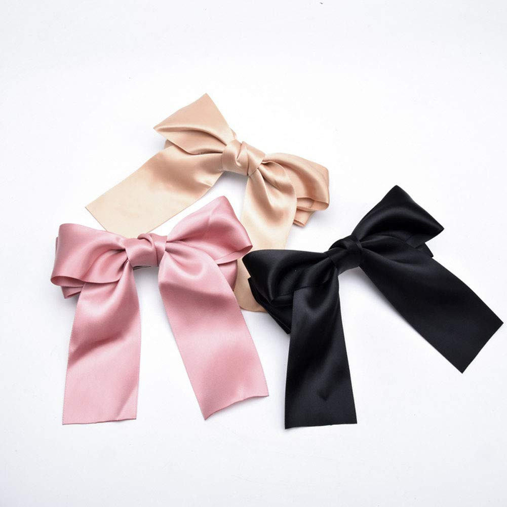 Set of 8 Big Satin Solid Ribbon French Barrette Large Big Huge Soft Silky Hair Bow Clip Bow Hair ... | Amazon (US)