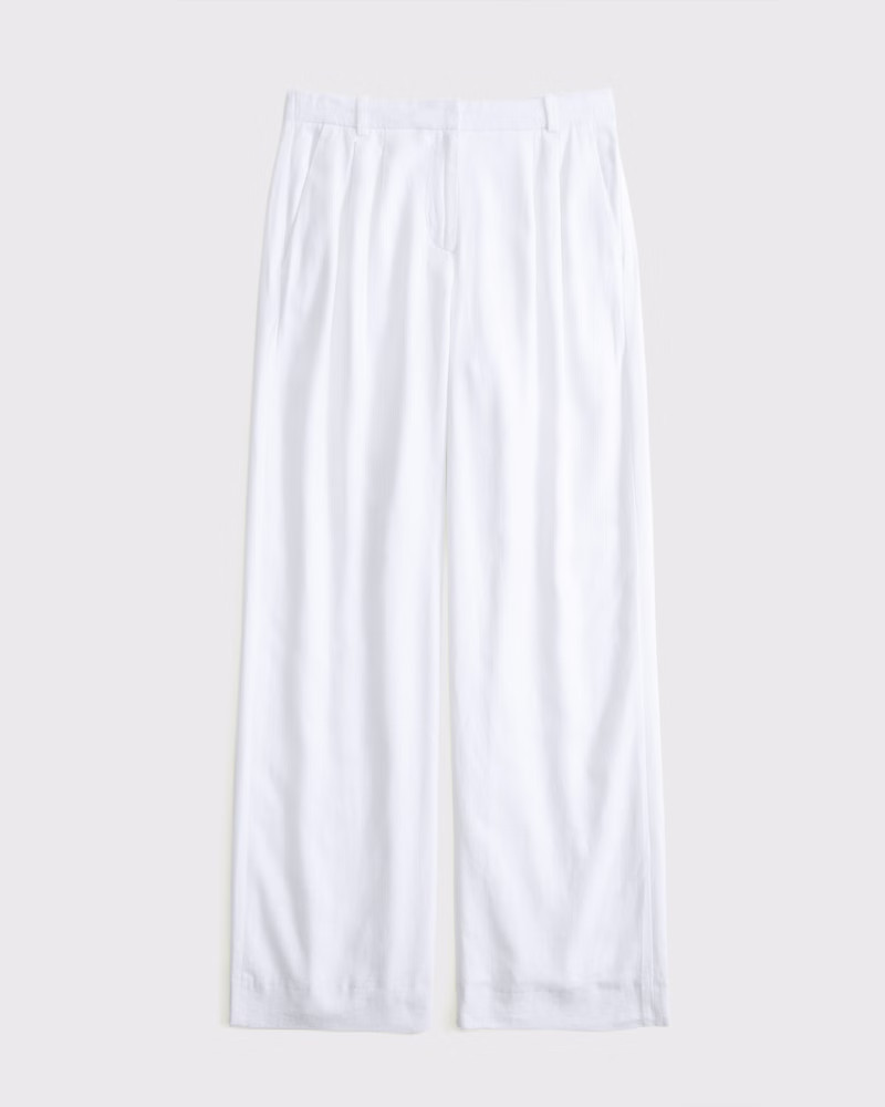 A&F Sloane Low Rise Tailored Linen-Blend Pant | Abercrombie & Fitch (US)
