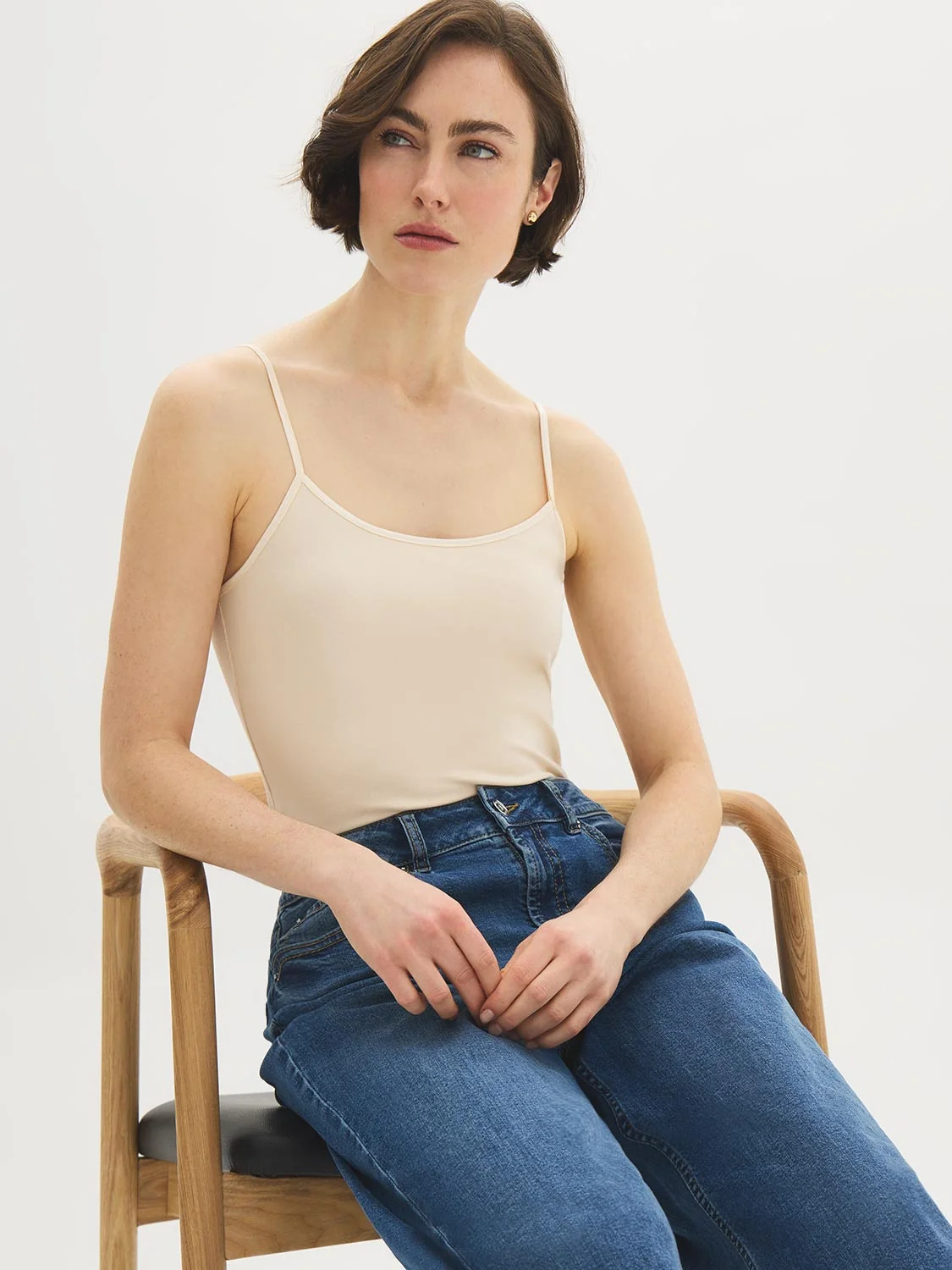 Camisole en mélange de coton à encolure arrondie | Suzy Shier