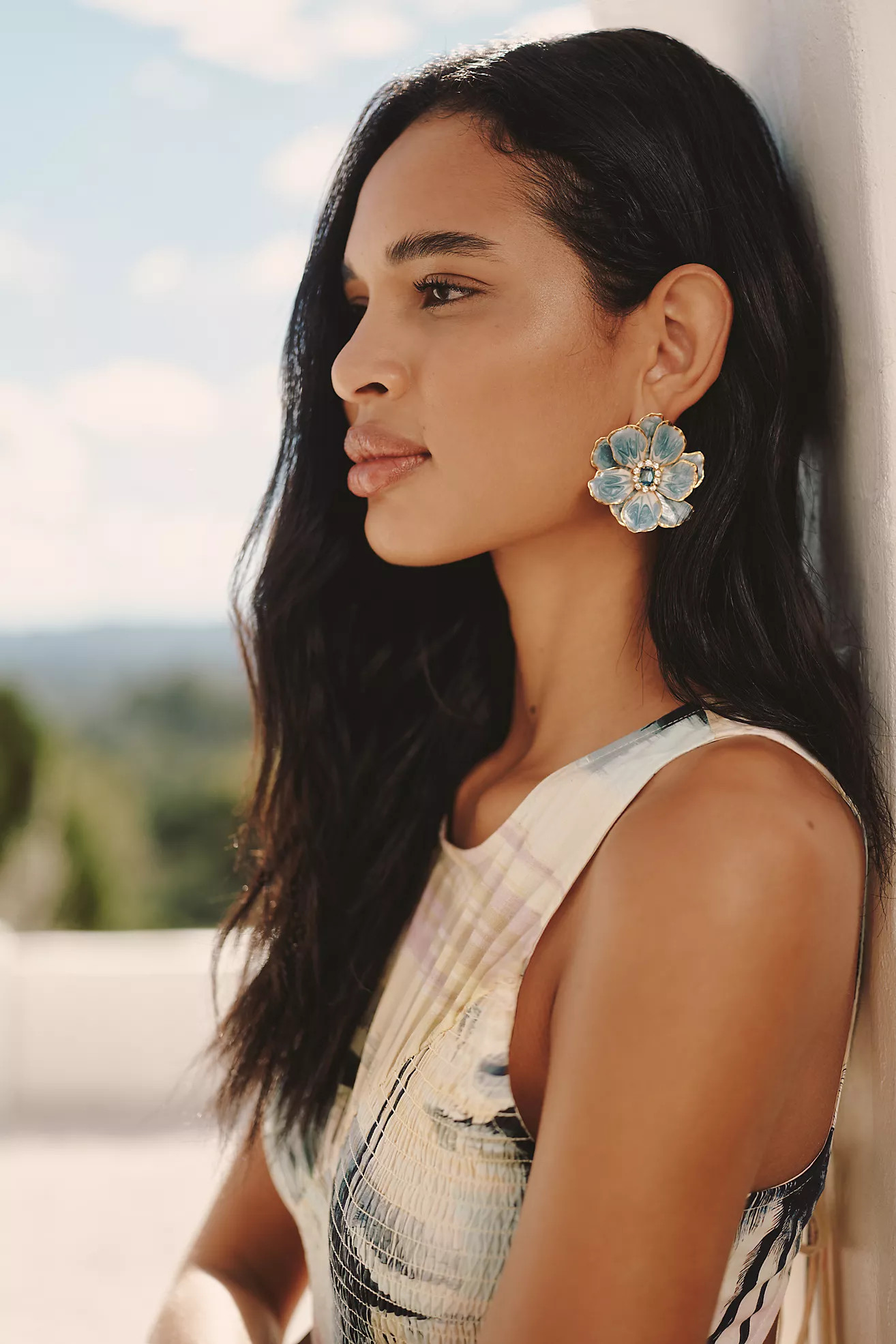 The Pink Reef Handpainted Flower Earrings | Anthropologie (US)