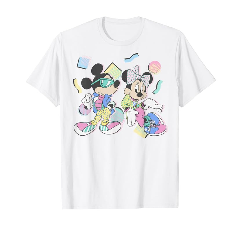 Disney Mickey And Friends Mickey & Minnie Retro 80's Style T-Shirt | Amazon (US)
