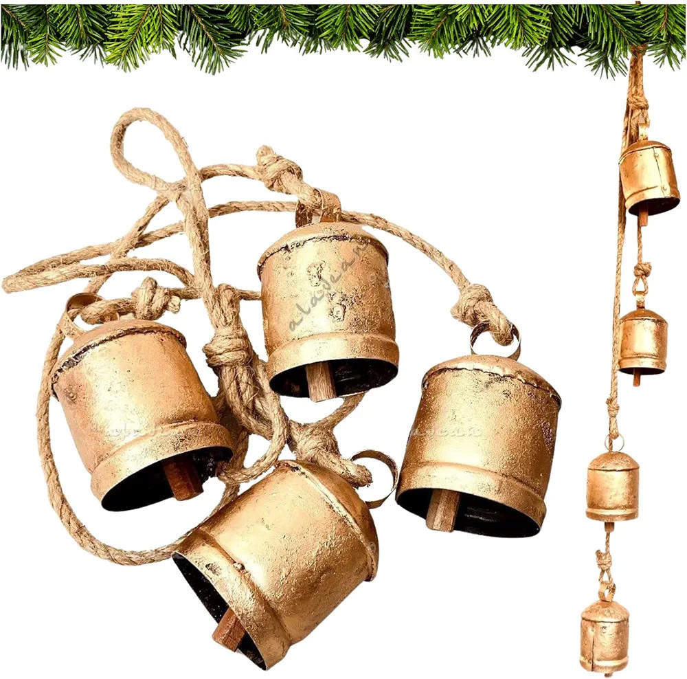 Rustic Decorative Cow Bells 4-Bell Cluster Christmas Bell Shabby Chic Vintage Harmony Cowbell Bra... | Amazon (US)
