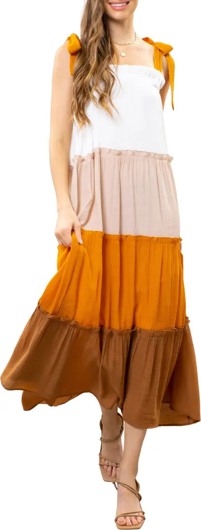 Tie Strap Tiered Midi Dress | Nordstrom Rack