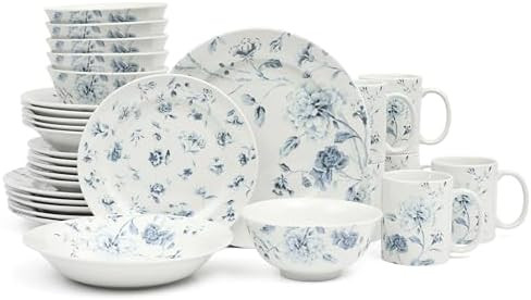 Martha Stewart Empress Bouquet 30 Piece Decorated Porcelain Chip and Scratch Resistant Dinnerware... | Amazon (US)