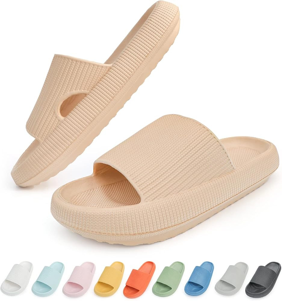 SUMMERJOY Cloud Slides for Women and Men, Soft Cloud Slippers, Massage Black Bubble Slides Easy C... | Amazon (US)