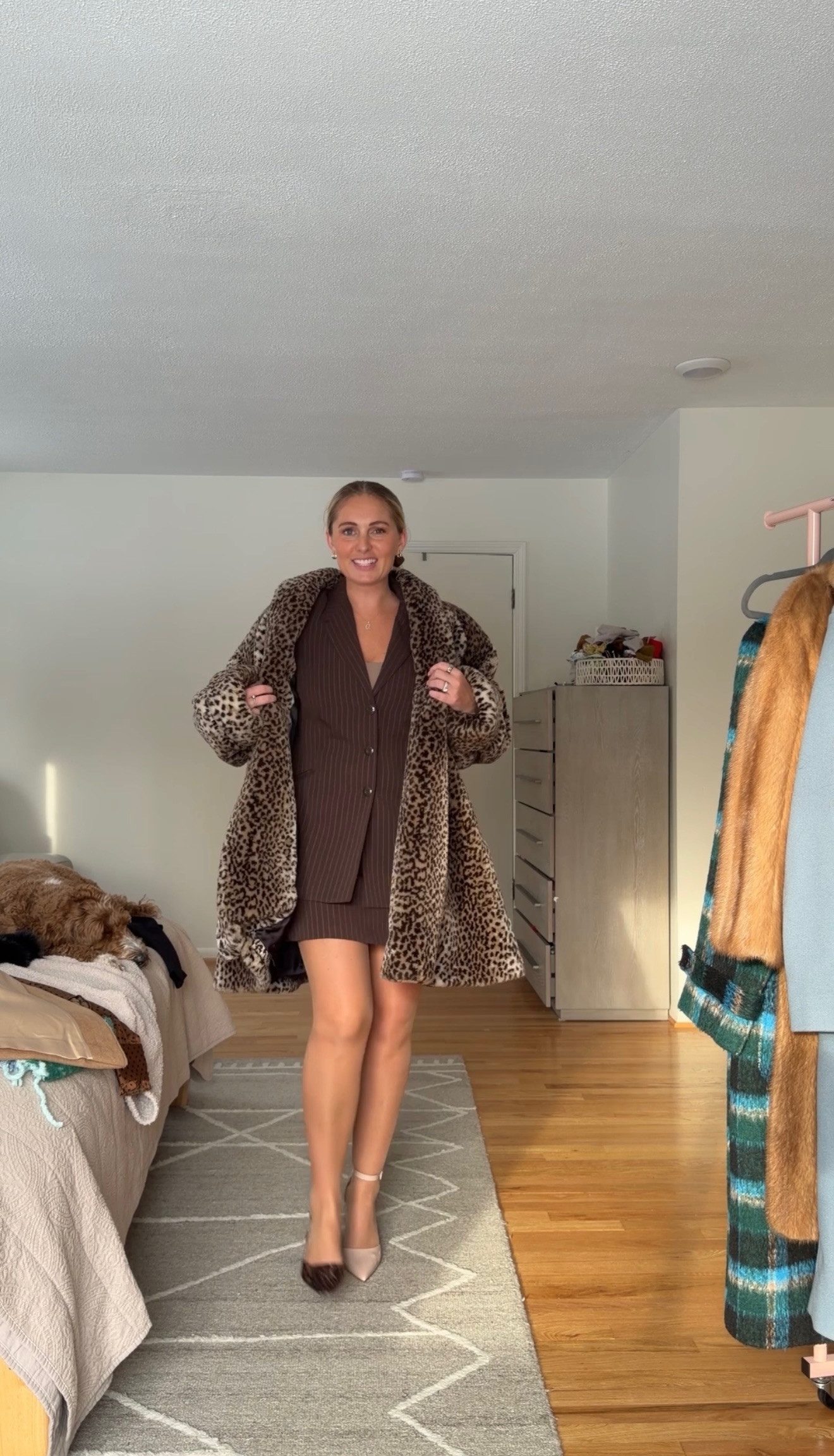 Obsessed with this brown blazer and skirt set! And the leopard print coat!!  

 #LTKNYFW #LTKootd