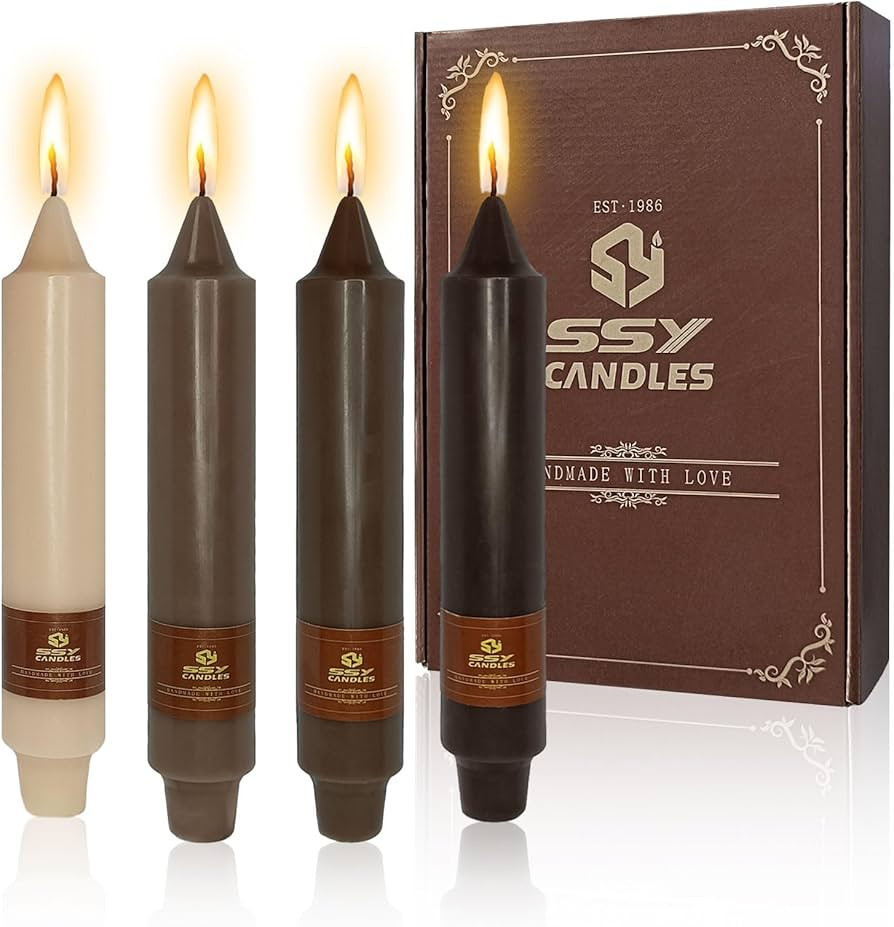 NJAO HOO Brown Short Taper Candle 7 Inch Candlesticks Unscented Dripless Gradient Colored Tapered... | Amazon (US)