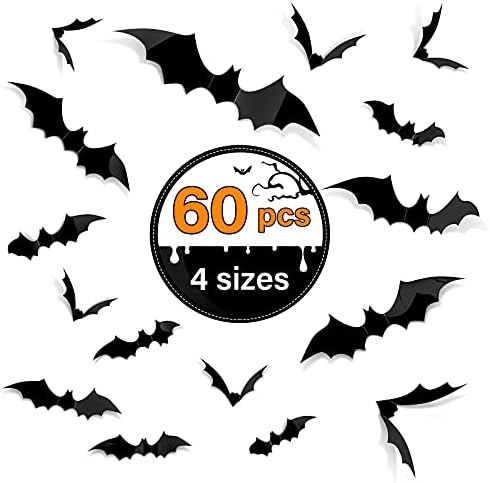 Kidtion 3D Bats Halloween Decorations 60 PCS, Upgraded Halloween Decor with 4 Different Sizes, Re... | Amazon (US)