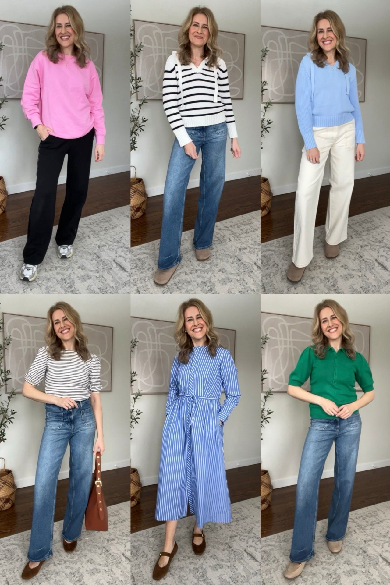 Walmart spring outfits! I’m wearing a medium in the $10.98 cotton fleece pink sweatshirt. Stayed true to size small in all the rest. Hoodies are cotton. Shirtdress is cotton. Puff sleeve tee is cotton. Jeans tts 6.

#LTKmomlife #LTKootd #LTKOver40