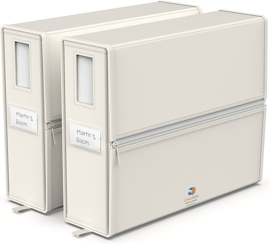 LINENMATE Queen/King Size (Ivory 2-Pack) - The Original 2-Pack Linen Storage Container with Sheet... | Amazon (US)