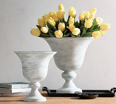 Small Zinc Pedestal Vase - 13"H | Pottery Barn (US)