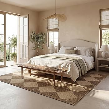 Amazon.com : nuLOOM Outdoor Performance Collection Sabina Trellis Brown/Ivory, 8' x 10', Soft and... | Amazon (US)