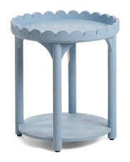 22x20 Solid Wood Round Scalloped Table With Shelf | Marshalls