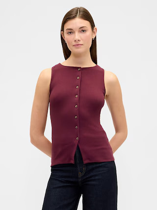 Ribbed Boatneck Vest | Gap Factory