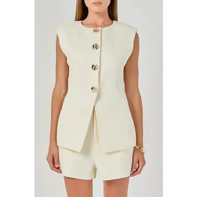 Endless Rose Power Shoulder Vest in Ivory at Nordstrom, Size X-Small | Nordstrom