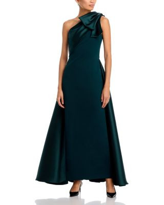 Long Mikado One Shoulder Bow Fit and Flare Gown - Exclusive | Bloomingdale's (US)
