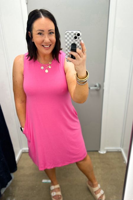 My favorite knit swing dress but in pink!  Love this color for summer! Just under $10 too!  Wearing my true size large. Love that these have pockets!

#LTKSeasonal #LTKMidsize #LTKFindsUnder50